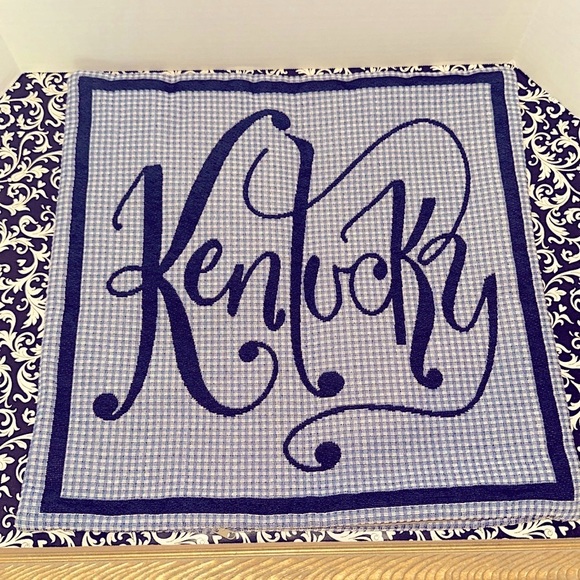 Barrel Down South Kentucky Embroidered Pillow Cover zipper 💙Blue Plaid - Picture 2 of 9